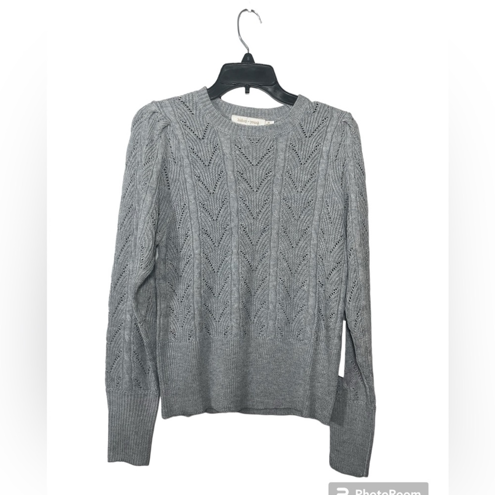 Bishop + Young (Anthropologie) Gray Elsa Cable Pullover Sweater Size Medium